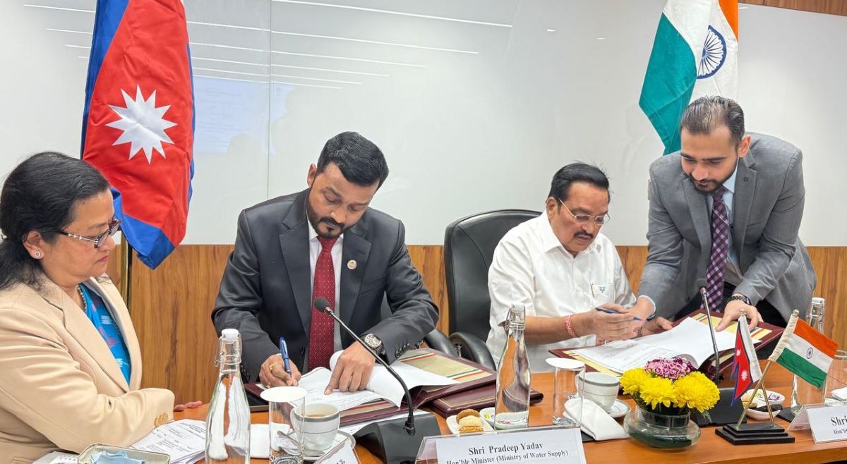 खानेपानीमन्त्री यादव र भारतीय जलशक्तिमन्त्री पाटिलद्वारा समझदारीपत्रमा हस्ताक्षर